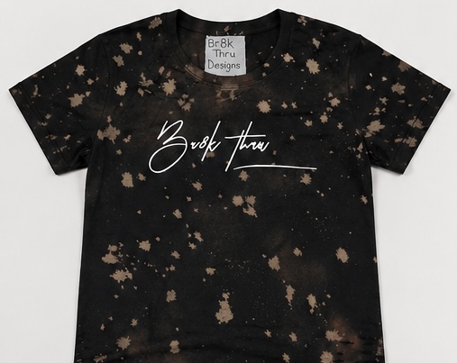 Front of the Br8k Thru distressed tee